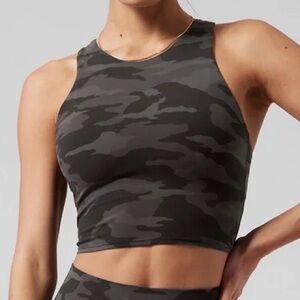 Athleta S Black camo Conscious crop tank top